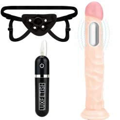 8.5" Realistic Vibrating Dildo & Strap-on Harness Set