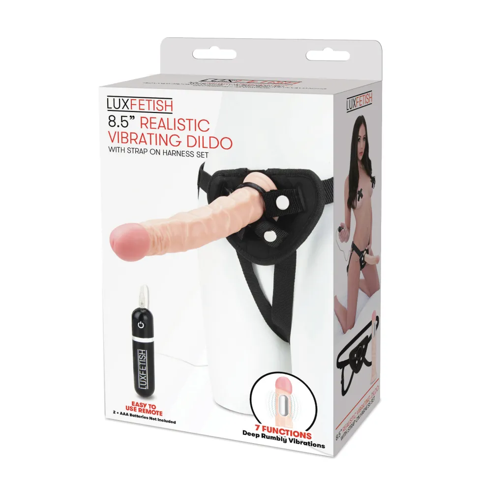 8.5" Realistic Vibrating Dildo & Strap-on Harness Set