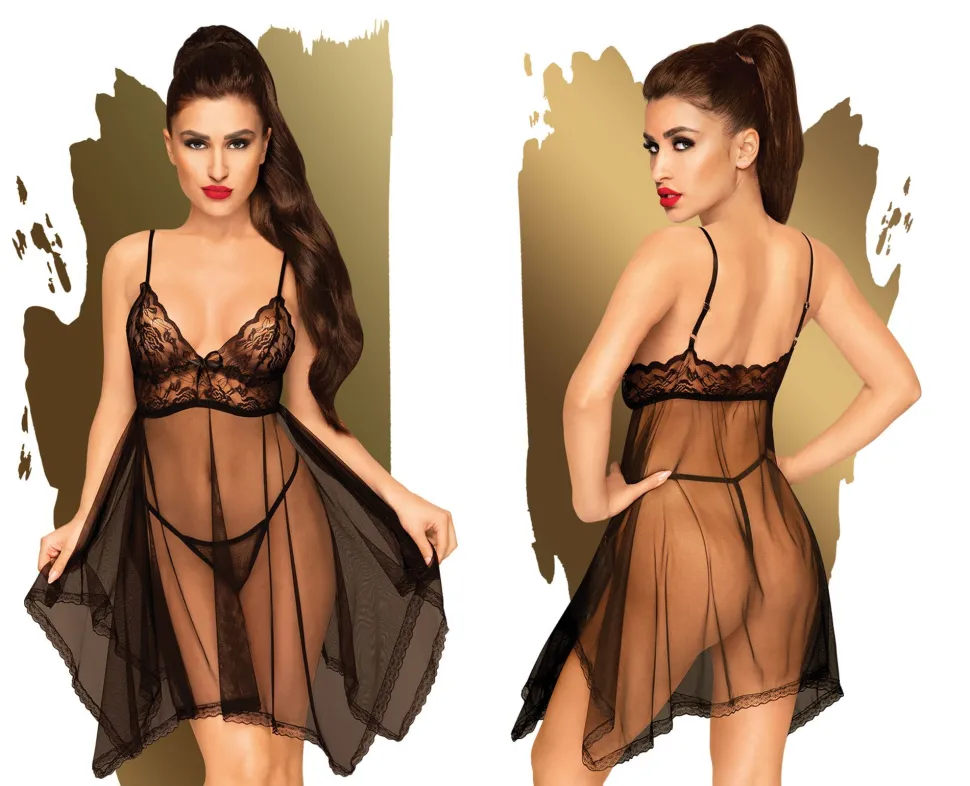 Babydoll Negligee Spitzenbordüre Dessous