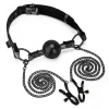 Ball Gag with Nipple Clamps schwarz