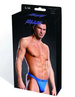 Blauer String aus elastischem Microfasergewebe