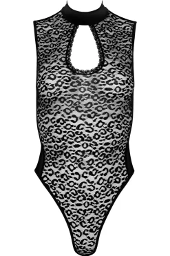 Body aus Spitze und Wetlook mit Reißverschluss