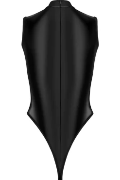 Body aus Spitze und Wetlook mit Reißverschluss