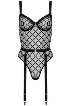 Body mit Rautemuster und Strapsgürtel