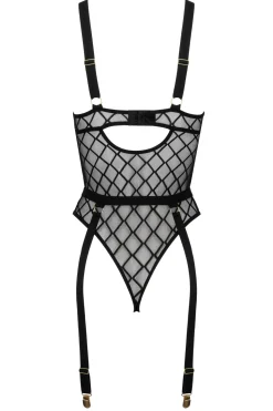Body mit Rautemuster und Strapsgürtel