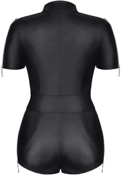 Body mit Reißverschluss aus weichem Kunstleder