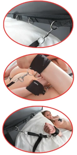 Bondage Bettfessel Set schwarz