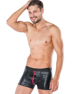 Boxershort Wetlook Reißverschluss schwarz