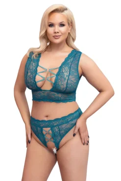 Bustier mit String Plus Size Spitze Ouvert