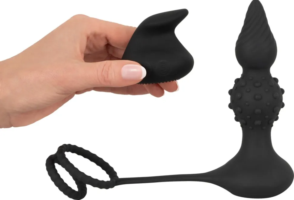 Butt Plug with Cock and Ball Rings mit Fernbedienung