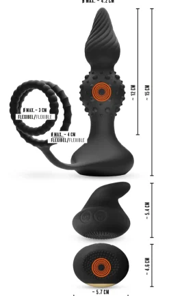 Butt Plug with Cock and Ball Rings mit Fernbedienung
