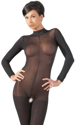 Catsuit Langarm Ouvert schwarz
