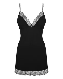 Chemise mit Spitze in schwarz mit schönem Rücken