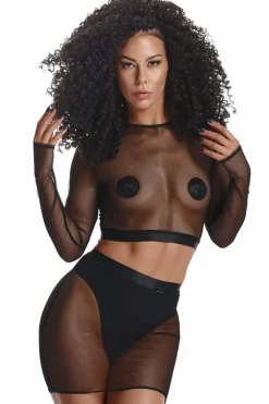 Clubwear Set aus feinem dehnbarem Material mit Gummibund