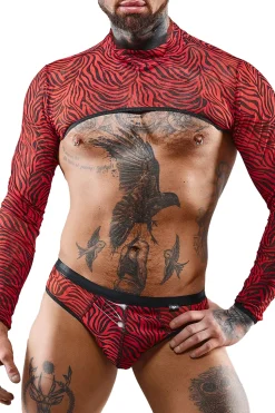 Crop Top im Zebramuster aus feinem Netzstoff