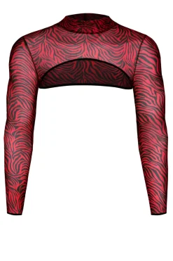 Crop Top im Zebramuster aus feinem Netzstoff