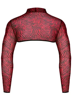 Crop Top im Zebramuster aus feinem Netzstoff