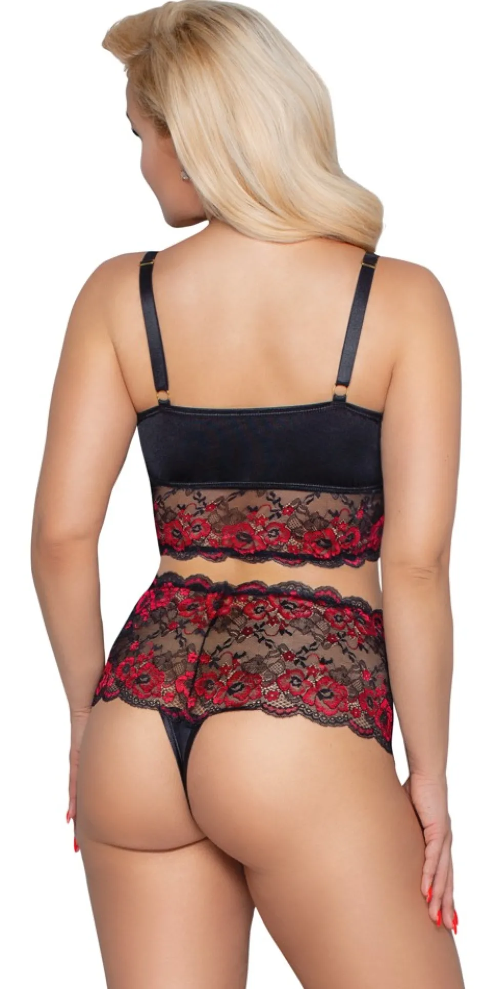 Dessous Set schwarz-rot