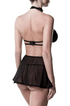 Dessous-Set aus Mesh und Häkelspitze