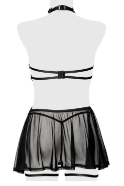 Dessous-Set aus Mesh und Häkelspitze