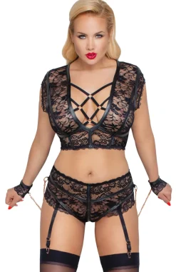 Dessous-Set Bondage BH Straps-Slip Handfesseln Ouvert