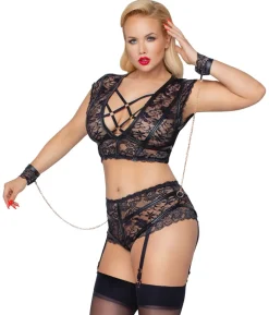 Dessous-Set Bondage BH Straps-Slip Handfesseln Ouvert