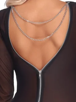 Durchsichtiges Midikleid mit Kettendetails