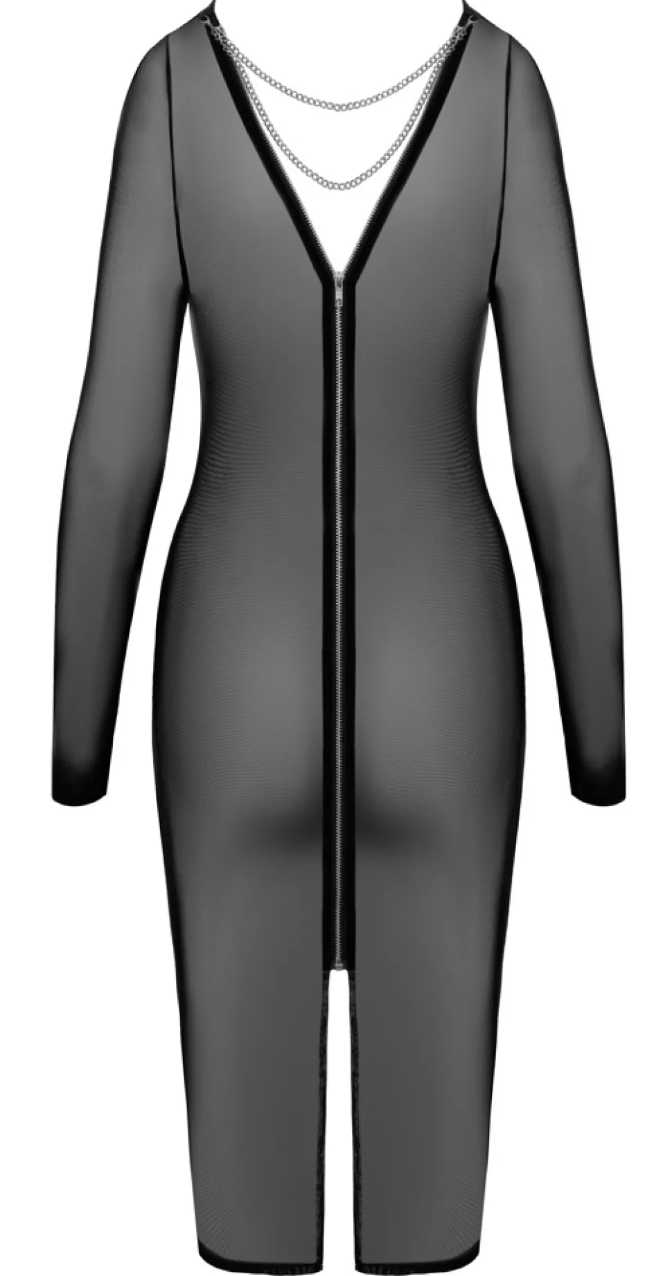 Durchsichtiges Midikleid mit Kettendetails