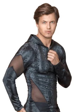 Elastisches Shirt mit Reißverschluss und Kapuze