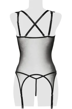 erotisches Set aus zarter Spitze mit Häkelspitz schwarz 15263