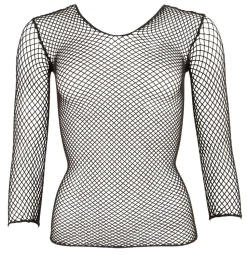 grobmaschiges Netz Shirt langärmlig