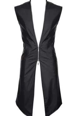 Halblanger Wetllook Herren Mantel schwarz