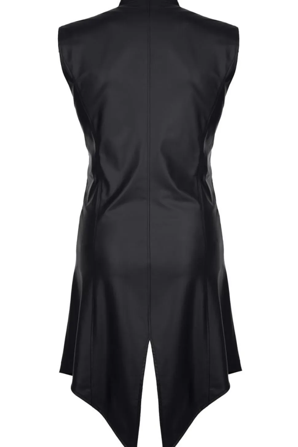 Halblanger Wetllook Herren Mantel schwarz