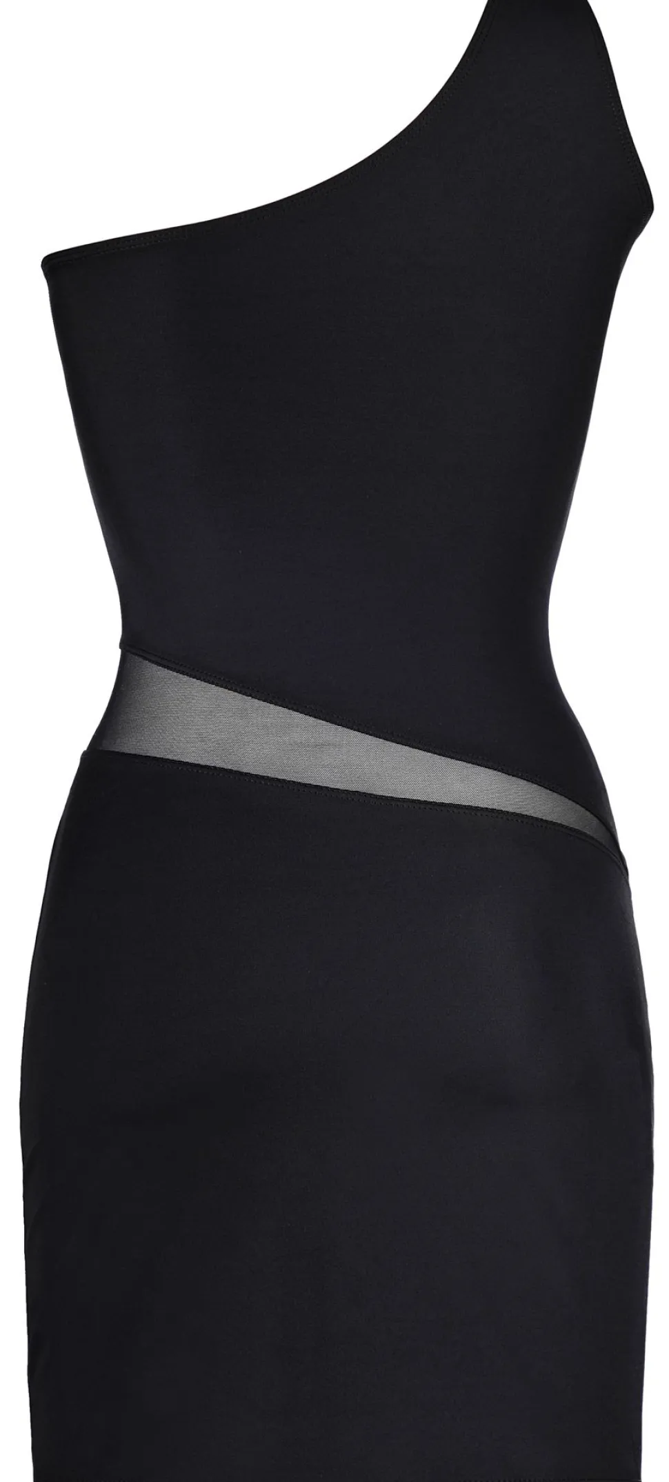 halboffenes Minikleid mit transparentem Bund V-9099 schwarz