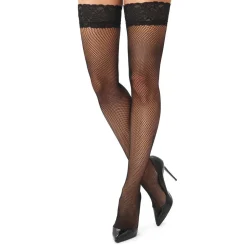 Halterlose Netzstrümpfe mit Spitzenrand Feinstrümpfe selbsttragend