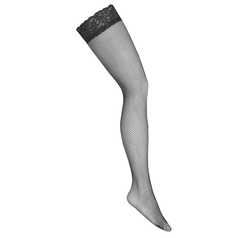 Halterlose Netzstrümpfe mit Spitzenrand Feinstrümpfe selbsttragend