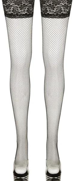 Halterlose Netzstrümpfe schwarz
