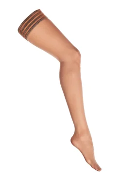 Halterlose Strümpfe in Nude mit Streifen