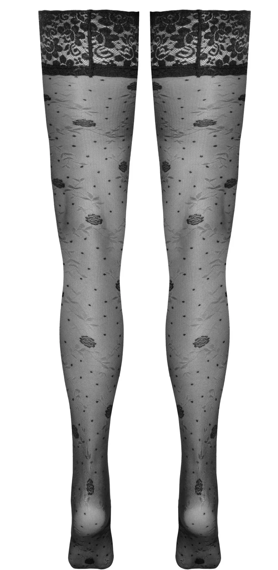 Halterlose Strümpfe mit Rosendetails