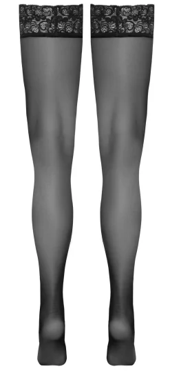 Halterlose Strümpfe mit Spitze in Schwarz
