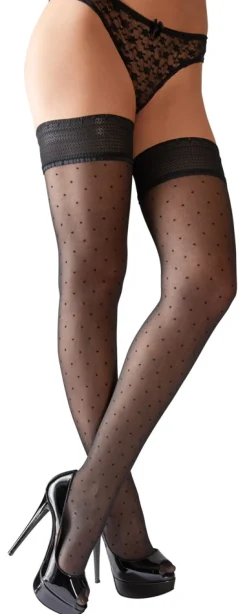 Halterlose Strümpfe Punkte schwarz