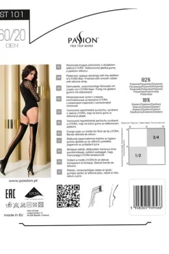 halterlose Strümpfe ST101 schwarz/rot