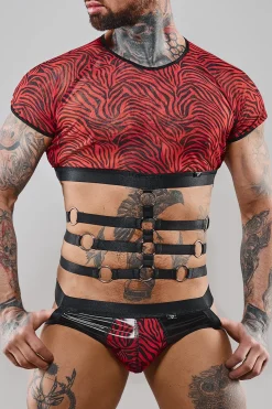 Harness T-Shirt mit Zebramuster