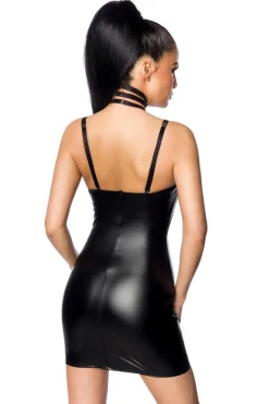 Harness-Wetlook-Minikleid schwarz