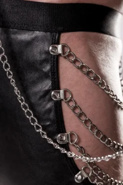 Herren Bondage-Set aus Wetlook-Stoff mit Ketten im aufregendem Desing