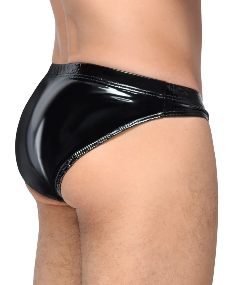 Herren Lack-Slip mit Push-up Funktion und aufklappbarer Front