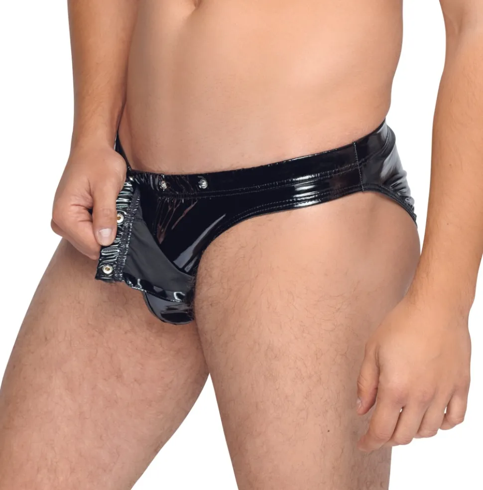 Herren Lack-Slip mit Push-up Funktion und aufklappbarer Front