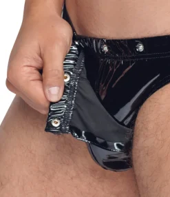 Herren Lack-Slip mit Push-up Funktion und aufklappbarer Front