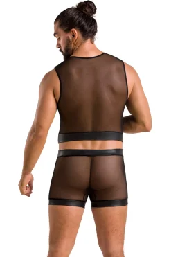 Herren Lingerie Set aus Tüll mit sexy Weste und Panty