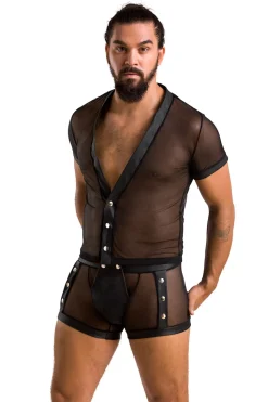 Herren Lingerie Set aus Tüll mit Nieten